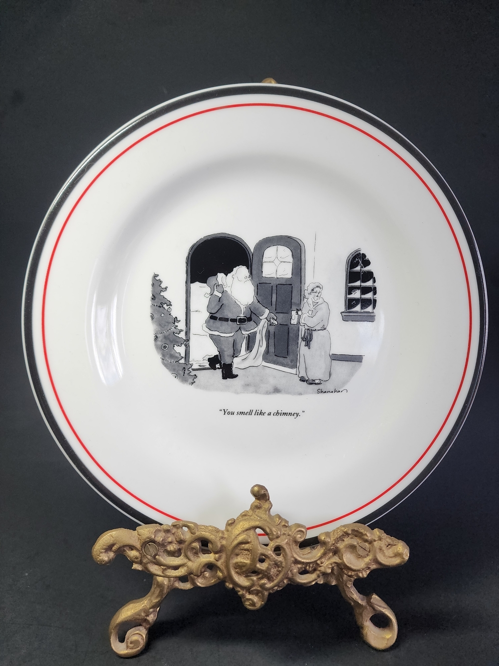 The New Yorker Santa Claus Cartoon Funny Christmas Porcelain Plate 8"